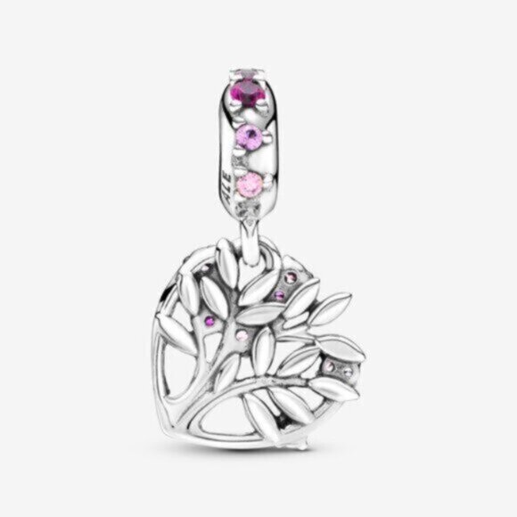 Pandora Pink Heart Family Tree Dangle Charm - Picture 4 of 6